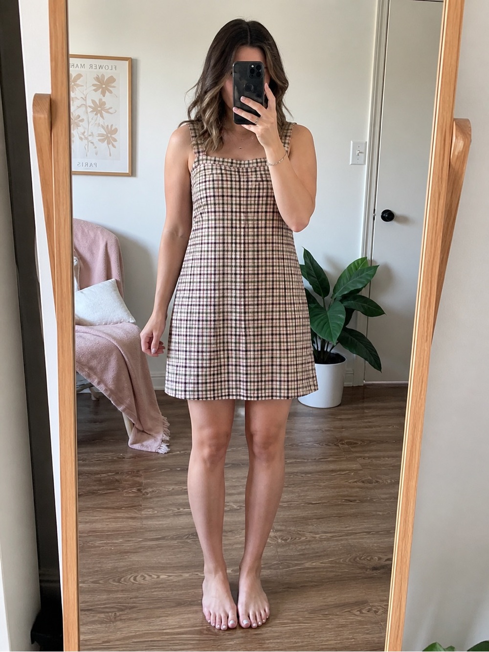 Cotton AE Beige Plaid Dress